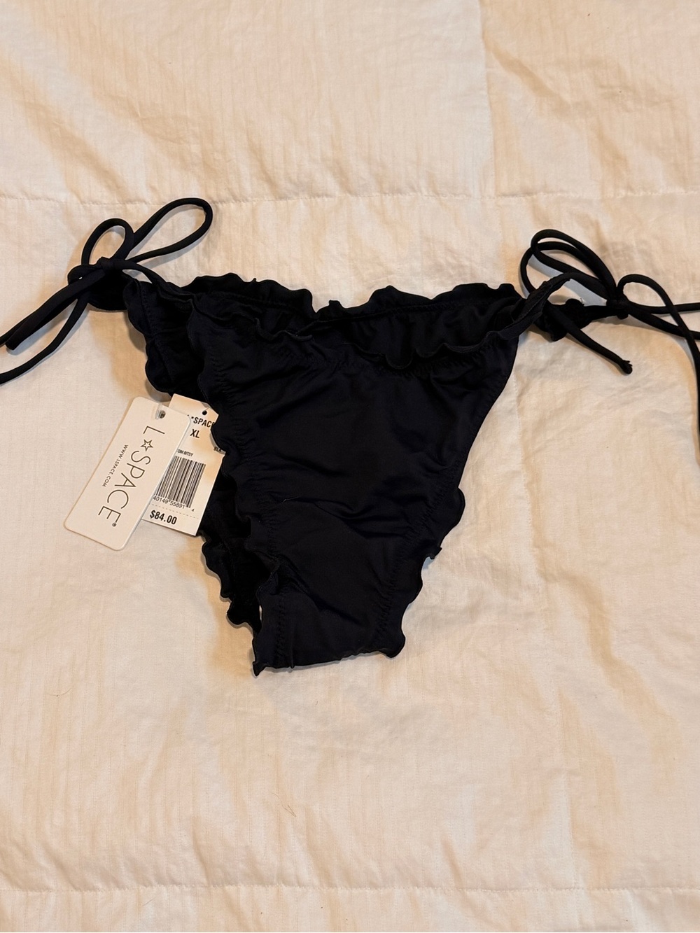 l*space Black Ruffle Tie-Side Bikini Bottoms